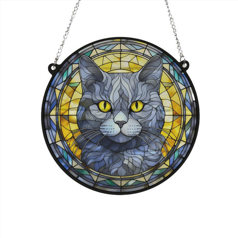 Cat British Shorthair Stained Glass Effect Suncatcher
